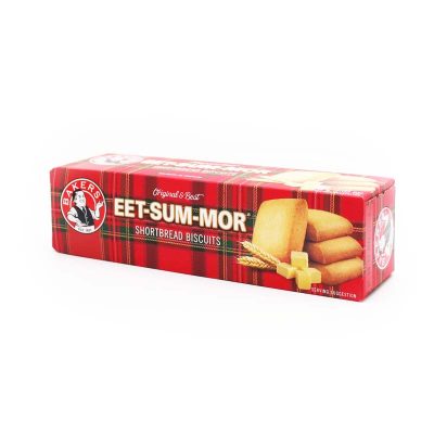 bakers south african eet-sum-mor shortbread biscuits on white background